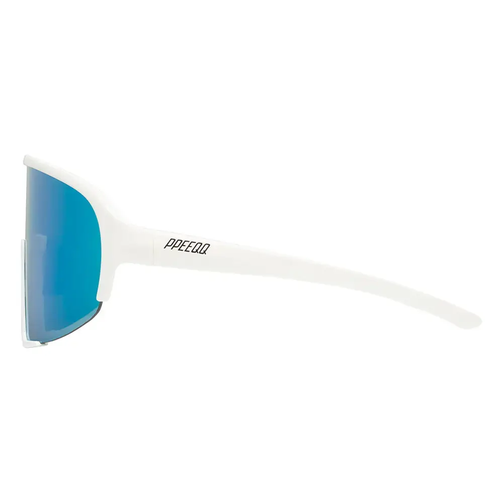 ppeeqq Model-II Fietsbril Glanzend Wit met Blauwe Lens