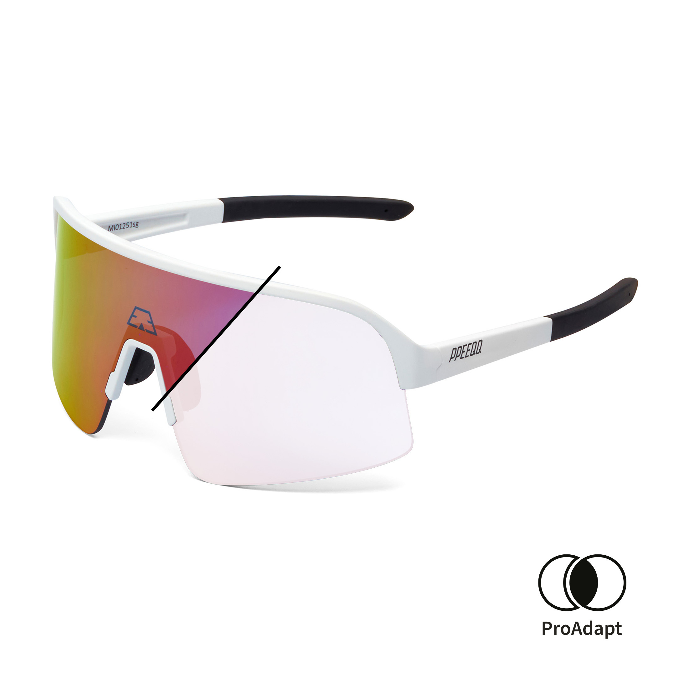 PPEEQQ Model-I P R O Photochromic Sport Zonnebril Mat Wit met Roze Lens