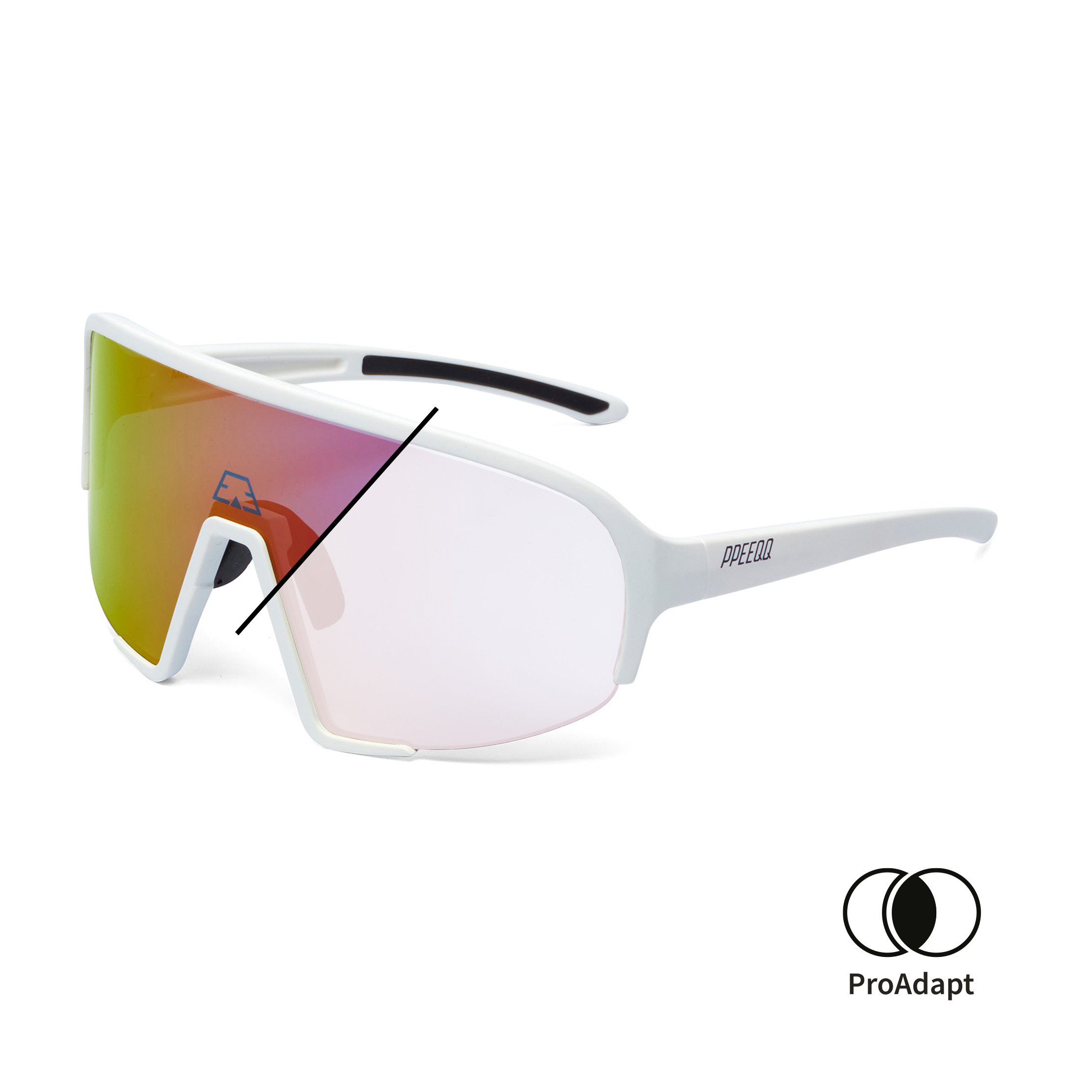 PPEEQQ Model-II P R O Photochromic Sport Zonnebril Mat Wit met Roze Lens