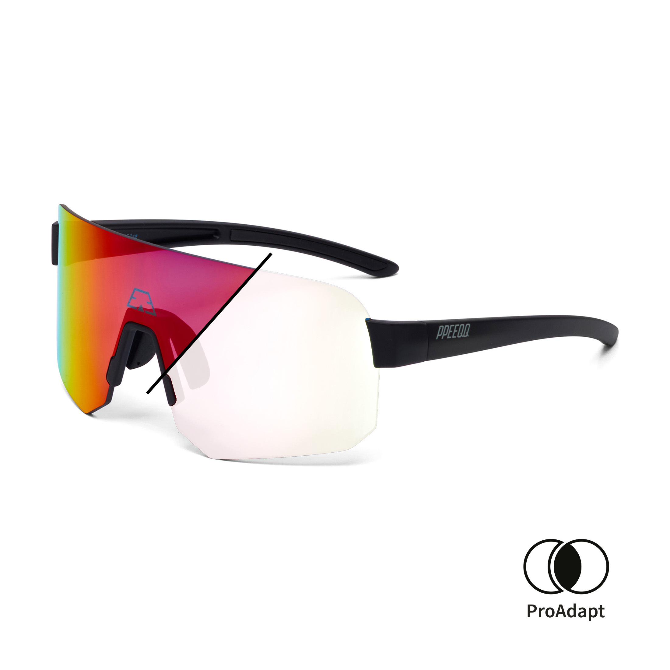 PPEEQQ Model-III Small P R O Photochromic Sportbril Mat Zwart met Rode Lens