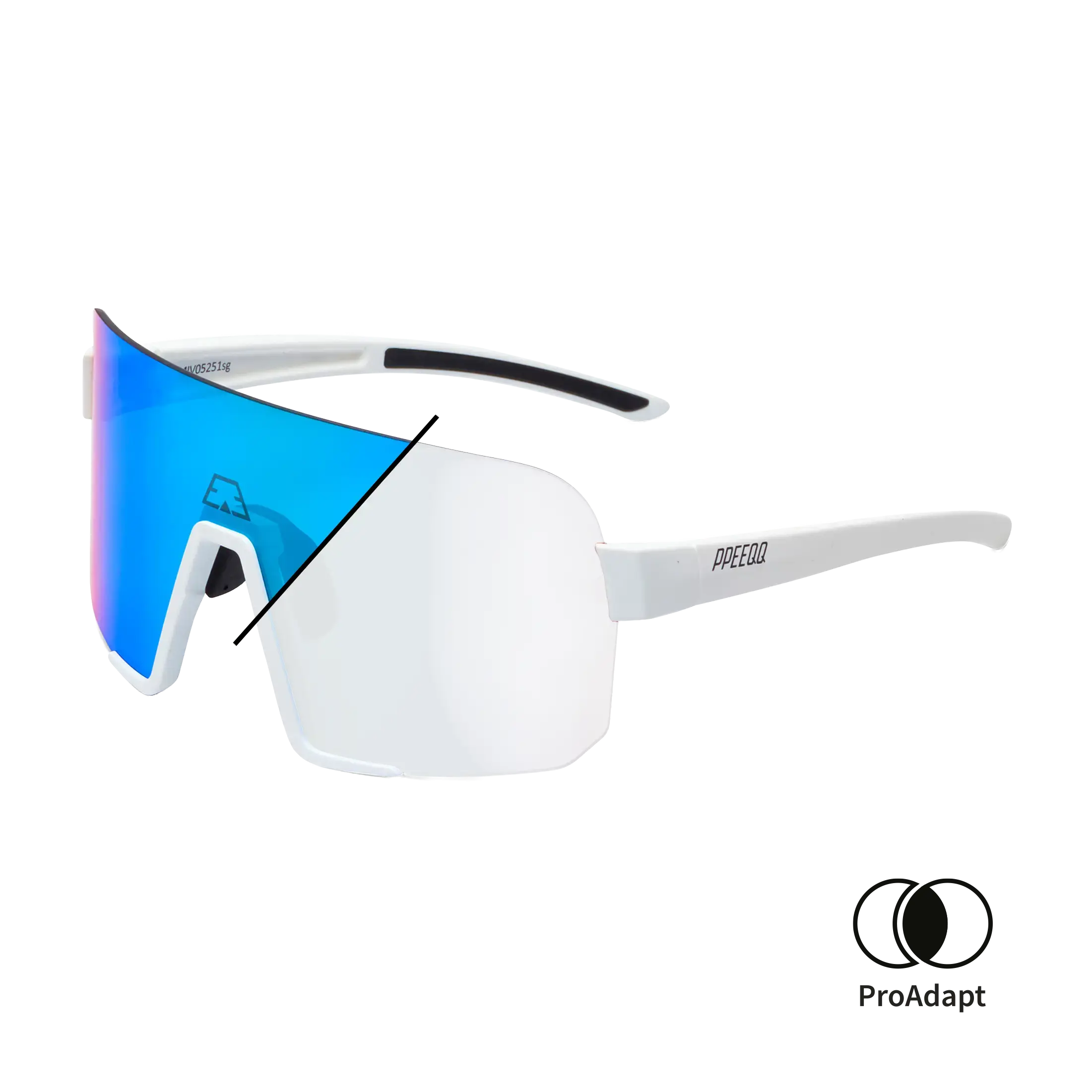 PPEEQQ Model-IV P R O Photochromic Sportbril Mat Wit met Groene Lens