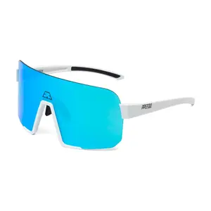 ppeeqq Model-IV Fietsbril Glanzend Wit met Blauwe Lens