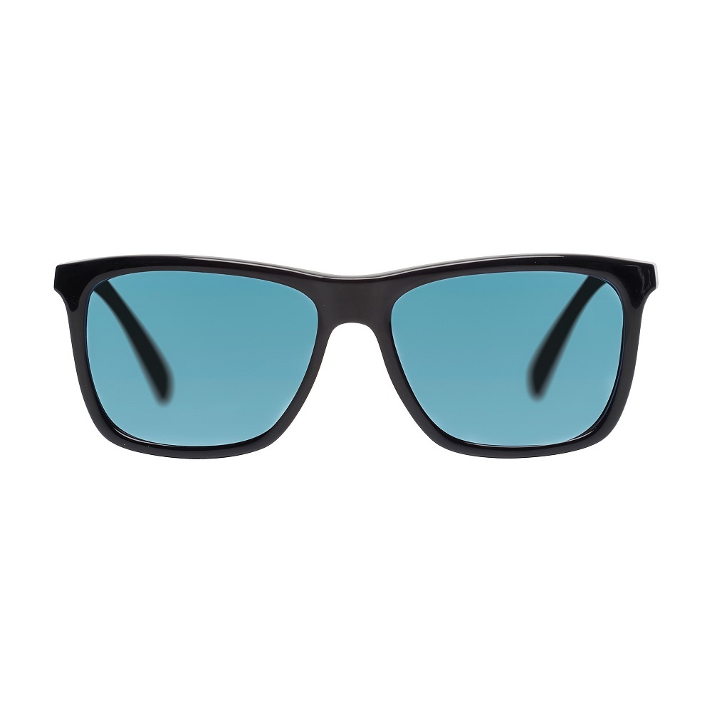 ppeeqq Model-C Zonnebril Glanzend Zwart met Blauwe Lens