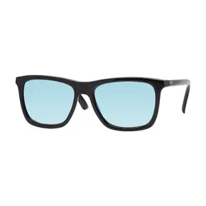 ppeeqq Model-C Zonnebril Glanzend Zwart met Blauwe Lens