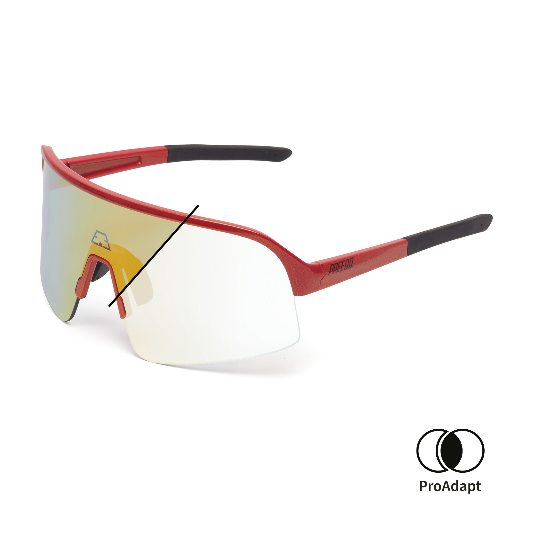 PPEEQQ Model-I P R O -Thomas De Gendt- Photochromic Bril Rood Metalic Goud