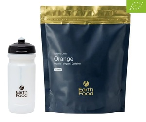 EarthFood Isotonic Biologische Sportdrank Orange Cafeïne (1.5KG) + GRATIS bidon
