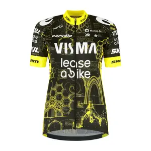 Nimbl Visma Lease a Bike Replica TdF Fietsshirt Korte Mouwen Zwart Dames