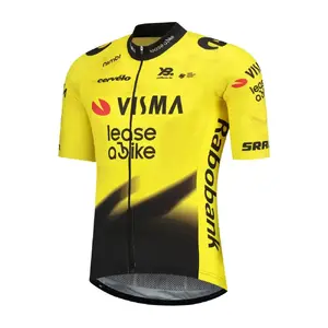 YellowB Visma Lease a Bike Replica Fietsshirt Korte Mouwen Geel Heren