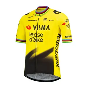 YellowB Visma Lease a Bike WK Replica Fietsshirt Korte Mouwen Geel Heren