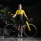 YellowB Visma Lease a Bike Replica Fietsshirt Korte Mouwen Geel Dames