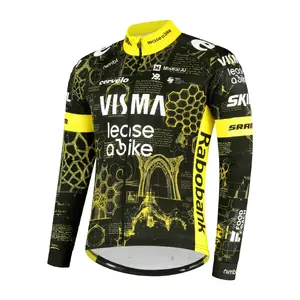 YellowB Visma Lease a Bike Replica TdF Fietsshirt Lange Mouwen Zwart Heren