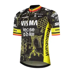 YellowB Visma Lease a Bike BK Replica TdF Fietsshirt Korte Mouwen Zwart Heren