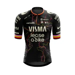 YellowB Visma Lease a Bike Replica Giro Fietsshirt Korte Mouwen Zwart Heren