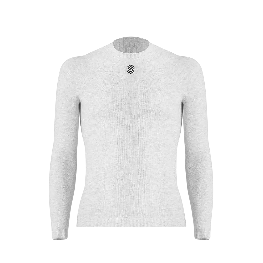 SILVERSKIN Stay X-Warm Round Neck Thermoshirt Lange Mouwen Lichtgrijs Heren