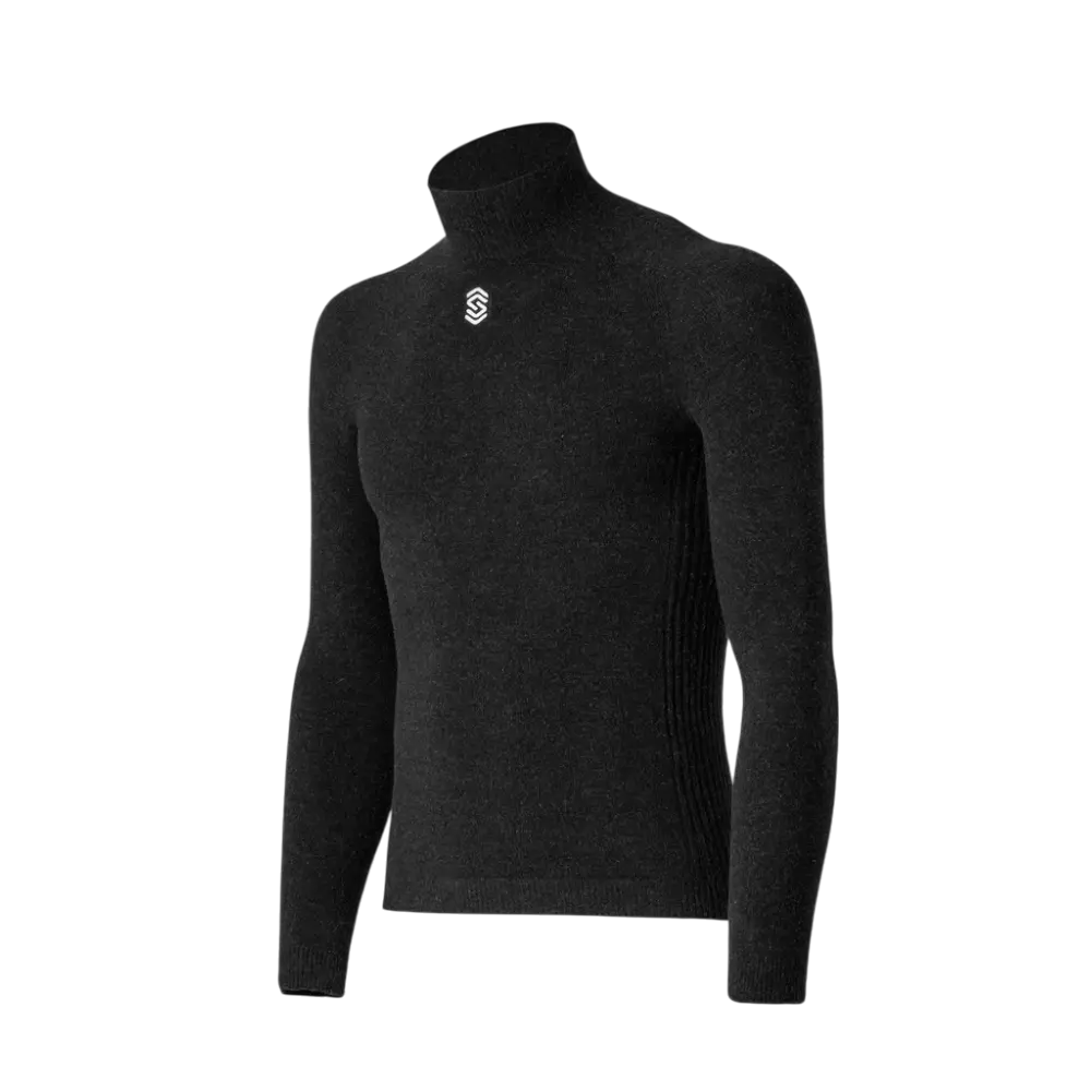 SILVERSKIN Stay Warm Turtleneck Thermoshirt Lange Mouwen Zwart Heren