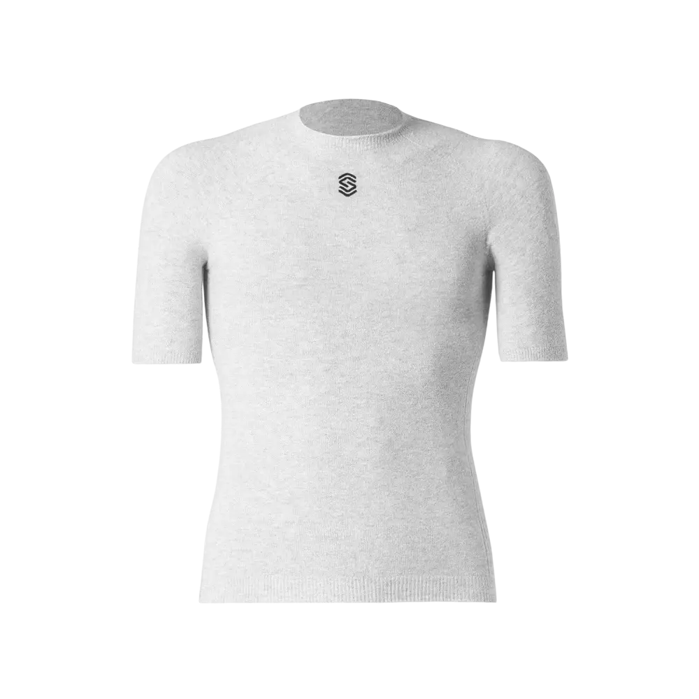 SILVERSKIN Stay Warm Round Neck Ondershirt Korte Mouwen Lichtgrijs Heren